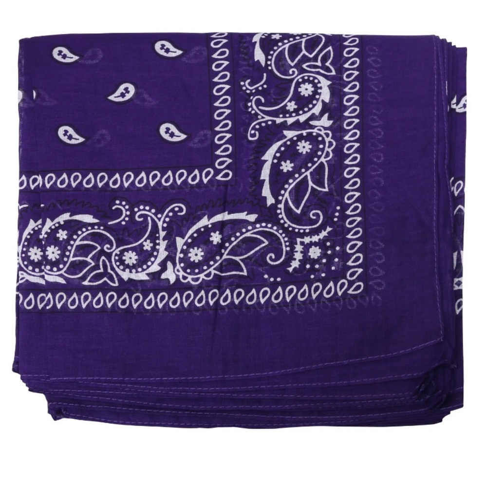 Dozen Purple Paisley Bandanas